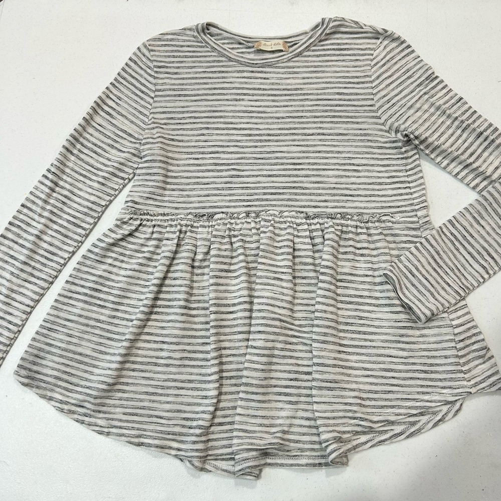 Altar'd State Y2K Striped Peplum Babydoll Top Long Sleeve Super Soft Flowy Sz S